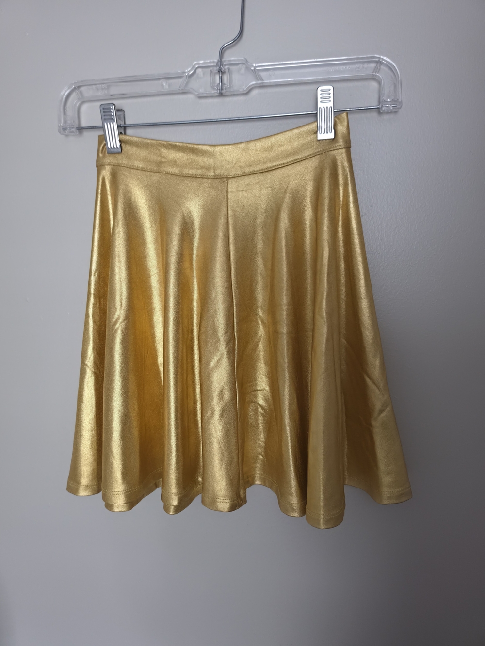 Goodtime USA Gold Metallic Knit Skater Skirt Stretch Zip High Rise XS